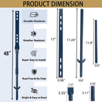 2 Pack 48 Inches Yard Stake for Outdoor Lawn 4ft Metal Sign Holder Durable Posts for Outside Traffic Road Street Driveway Parking Stop Stand Durable Fits Signs 10 to 18 Inch Adjustable Blue