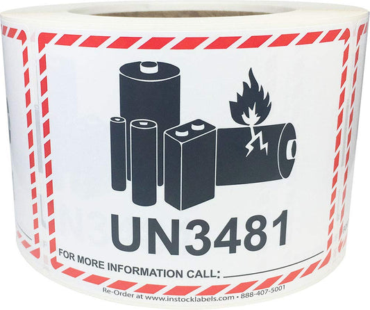 Lithium-Ion Battery Caution Labels, 500-Pack, Case of 3.25 x 4.25 Inch, Fragile Stickers for Shipping Lithium Batteries, Strong Adhesive, 500 Labels Per Roll, Safety Stickers 2000