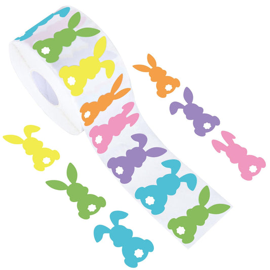Whaline 1000Pcs Easter Stickers Self- Adhesive Colorful Bunny Stickers Roll 1.5 Inch Easter Rabbit Label Stickers Decal for Cards Envelope Invitation Gift Spring Holiday Party Decor, 6 Designs