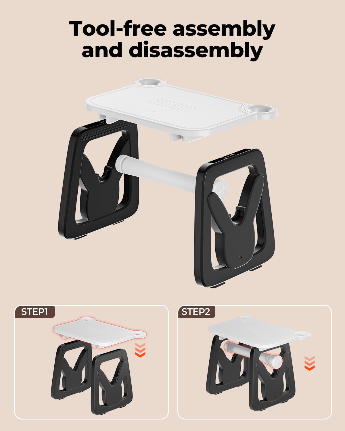 MUNBYN Thermal Label Holder for Rolls and Fanfold Labels Black and White