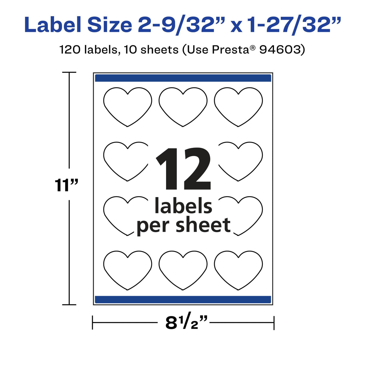 Avery Matte Clear Heart Labels, Sure Feed Technology, 2-9/32" x 1-27/32", 120 Matte Clear Labels, Print-to-The-Edge, Laser/Inkjet Printable 120 labels