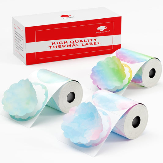 Phomemo Thermal Labels- 3 Rolls Gradient Color M110 Labels for M110/M220/M221/M120/M200,1.96"x1.96"(50x50mm) 140 Labels, for Small Business/Home Use, Barcode Labels, Address Labels, Logo Labels