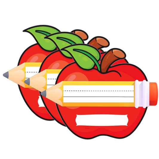 Apple Cute 4 Inch Name Tags - 30 Pcs for Back to School & Classroom
