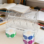 Acrylic Label Dispenser, Adjustable 6-Roll Label Organizer for Desktop 6 Disks