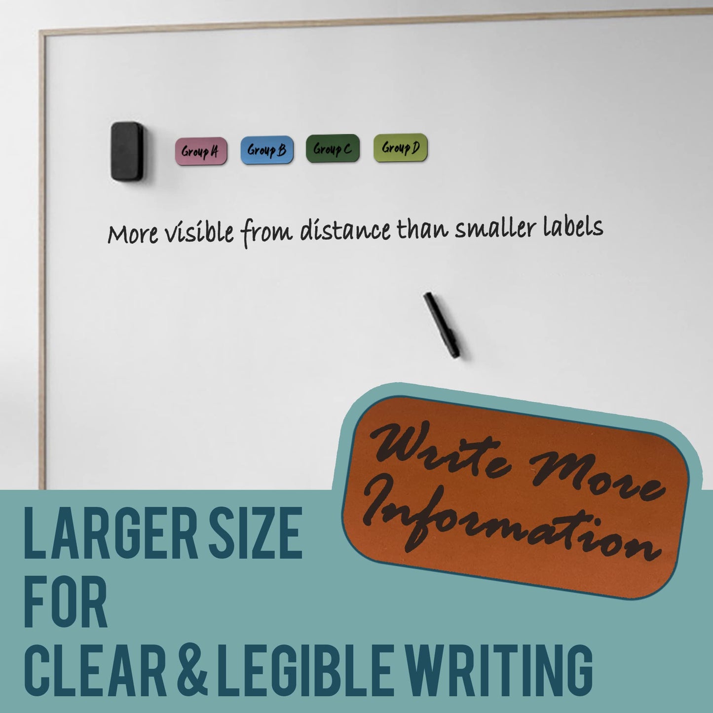 Mr-Label – 60 Pcs 2"x4" Dry Erase Magnetic Labels – Reusable Write on Magnets Sticker for Whiteboard|Fridge|Locker|Shelf -Waterproof Magnetic Name Tags for Class Room|Office|Education-10 Colors