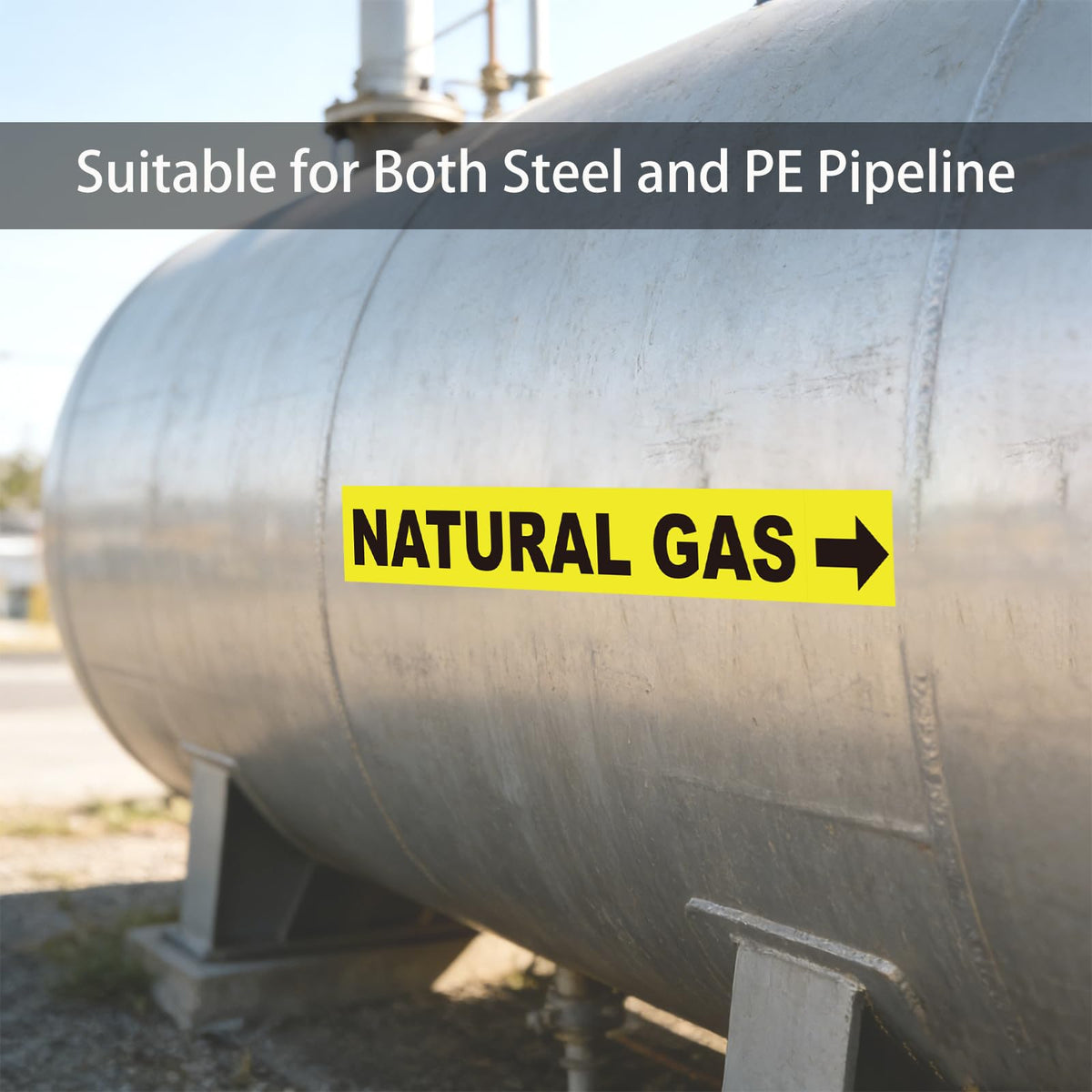 12 Pack Natural Gas Pipe Labels With Arrows, Vinyl Stickers Natural Gas Pipe Marking Sticker Sign for Pipes, Heaters and Inspectors(1"x8")