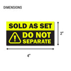 Do Not Separate Sold as Set Stickers, Yellow, 4 x 2 Inch, 300 Count