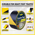 2 Inch x 120 FT Black & Yellow Caution Tape Roll, Hazard Safety Floor Marking Tape, Strong Adhesive, Waterproof, Wear Resistant for Floors, Walls, Staircases, Pipes, Equipment, Dangerous Areas 2" x 120' Black/Yellow 1