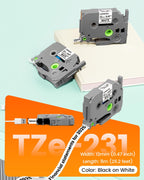 Replacement for Brother P Touch Label TZe TZ Tape 12mm 0.47 Laminated White Black on White 4