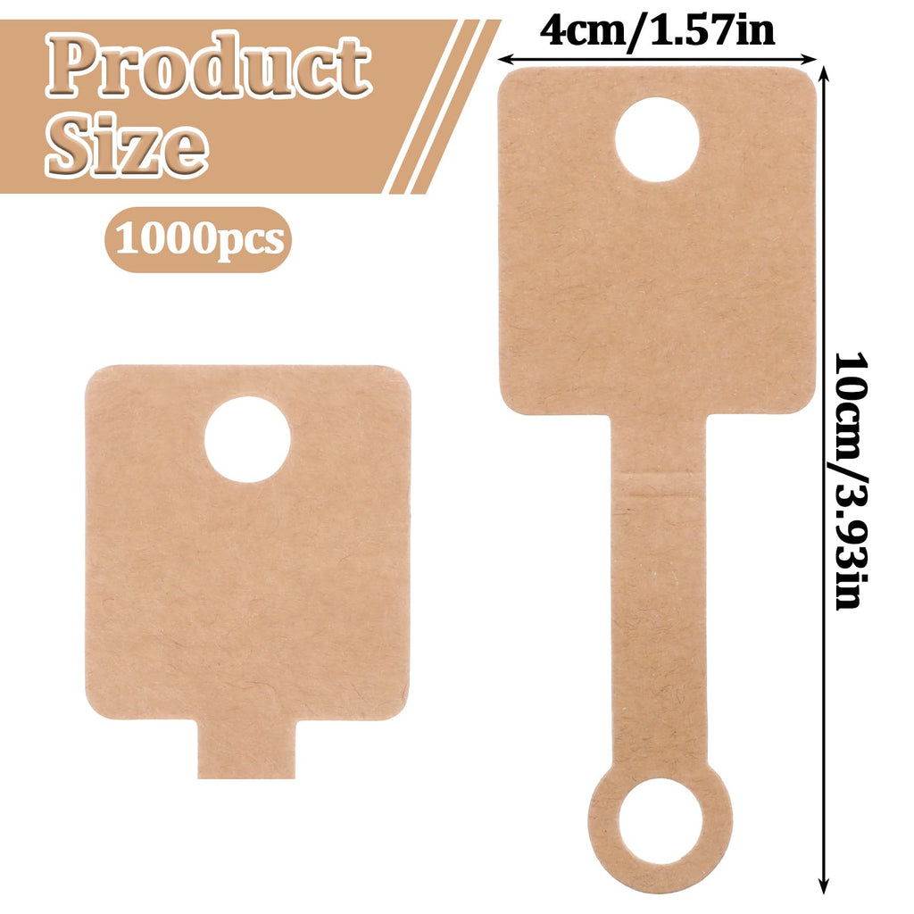 1000 Pcs Self Adhesive Bracelet Display Cards, Necklace Cards for Selling Jewelry, Hanging Bracelet Packaging Card, for Keychain, Earring, Necklace, Hairband and Scrunchies, 3.93 X 1.57 Inches(Brown)