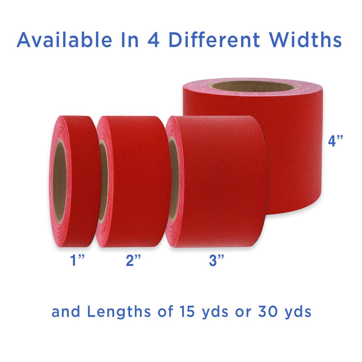 ChromaLabel red non-reflective gaffer tape roll, professional-grade matte finish, 1 inch wide, 15 yards long, suitable for various uses.