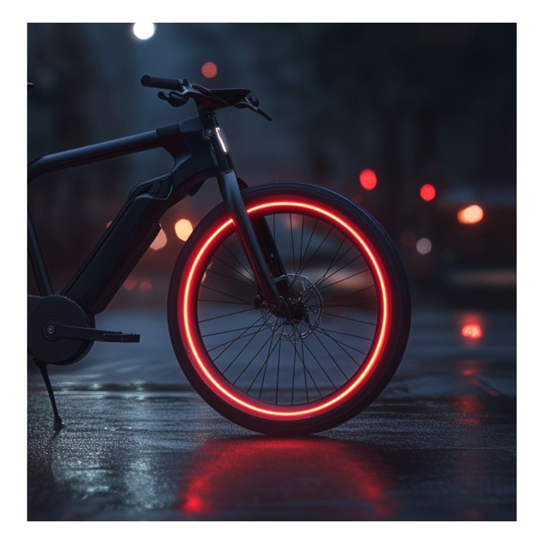 customTAYLOR33 High-Intensity Grade Reflective Wheel Rim Tape for Bicycles and e-Bikes, Red, 26" Tires