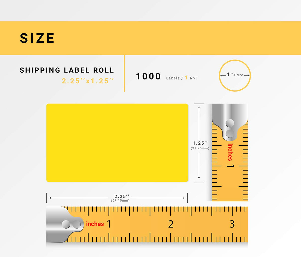 HouseLabels Compatible with Zebra, 1" Core, Yellow, 2.25" x 1.25" 4 rolls