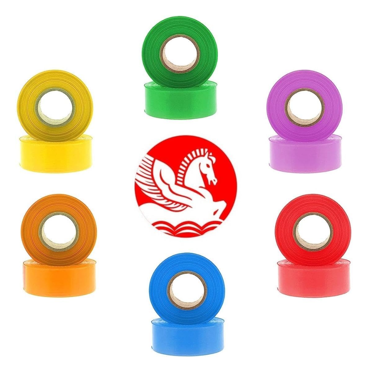 SINGHAL 12 Pack Orange Flagging Tape 1" x 1800 ft Length, Neon Tree Marking, Surveyor Tape, barricading and Flagging Various Areas | Highly Visible l Non Adhesive