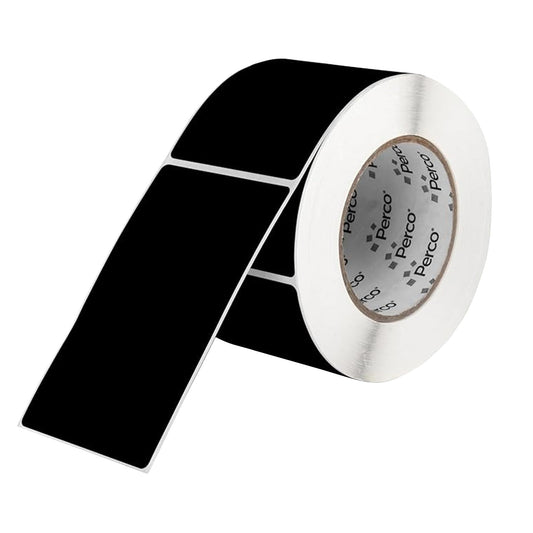 Perco Black 3x5 Inch Rectangle Sticker Labels with Permanent Adhesive - 500 Labels per Roll - Vibrant Colors, Strong Adhesion - Made in USA