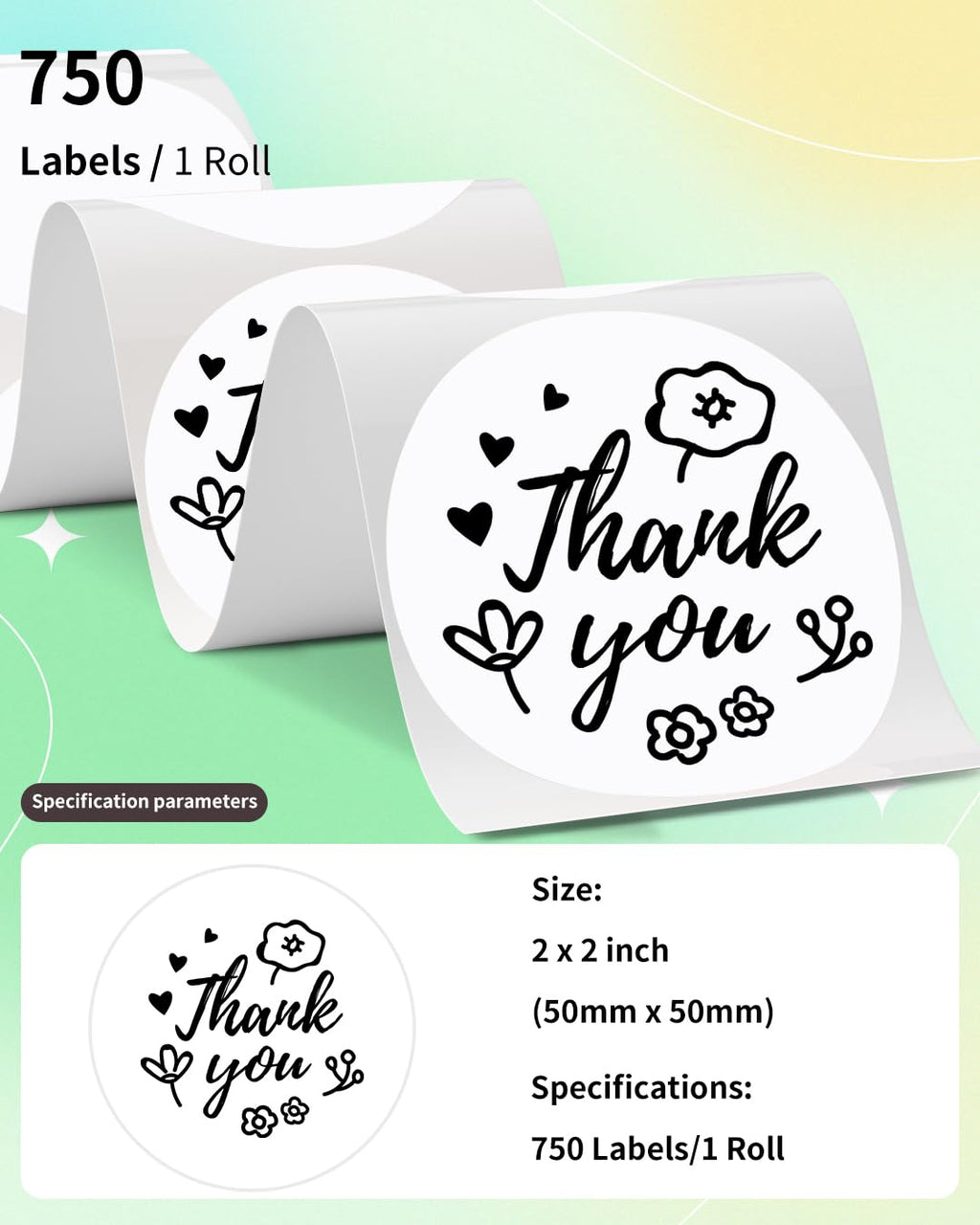 4"x3" Thermal Labels Roll for Small Business Supplies with 2" White Round Label Stickers Roll