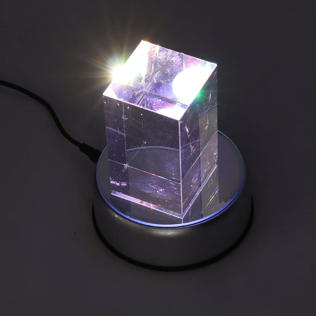 Rotating Display Stand, 360 Degree Light Colorful Crystal Base Cup Turner, Revolving Display Stand, 80 Seconds Per Lap, for Glass Art Gifts