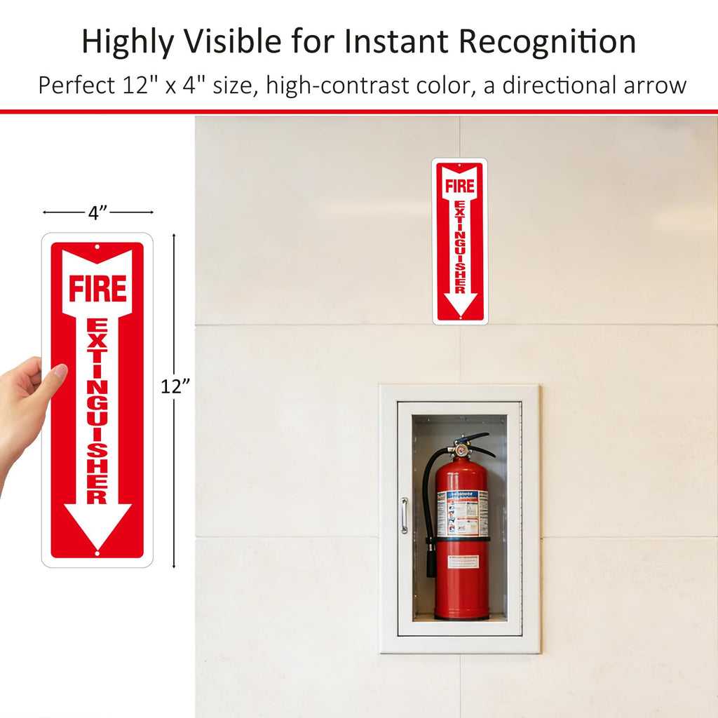 (16 Pack) Self-adhesive Fire Extinguisher Sign, 12" x 4" Durable Plastic Fire Extinguisher Sticker for Business and Home Use, Indoor, Outdoor, 20 Mil Thick PVC Safety Signs, Weather-resistant, No Fade, Easy to Install 16