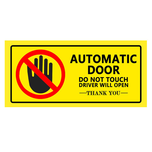 Top label Caution - Automatic Door Window Sign Stickers for Van,Taxi,Ride Vehile,4x2 Inch,15 Pcs Per Pack Yellow