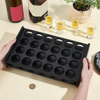 peacoblue 24 Shot Glass Holder Tray, Rustic Wooden Display Stand for Party