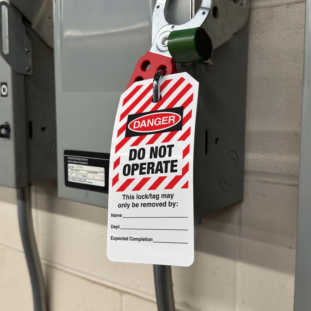 INCOM Manufacturing Lockout Tags-on-a-Roll, 6.25 Inch X 3 Inch X 10 Mil, Danger Do Not Operate, All-Weather DuraPly™ Stock, Waterproof and Tear-Resistant, Red/Black on White, 100 Pack, RT6025C