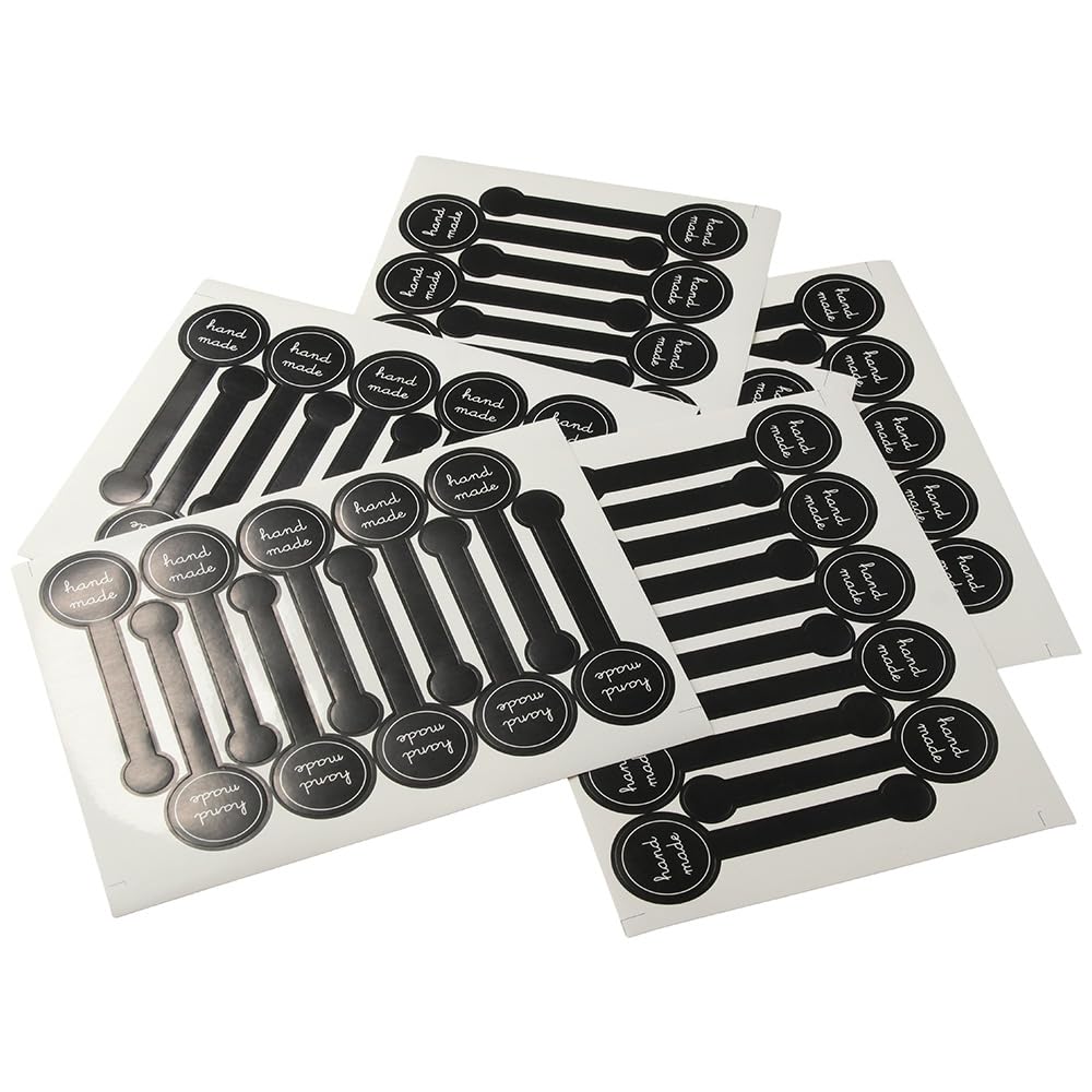 dohobby 300PCS Handmade Food Baking Label Stickers Food Retail Package Seal Self Adhesive Paper Sticker Black Striped Long Label