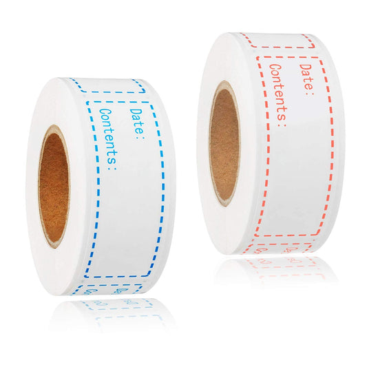 300pcs Removable Freezer Labels, Yoget 1 x 3 Inch Food Storage Stickers, Refrigerator Freezer Paper Label Easy Clean Leaves No Residue, 2 Color Food Labels Roll 1''x3''