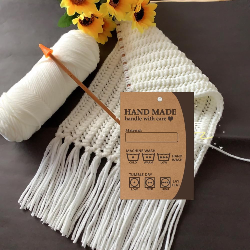 Clothes Washing Instructions Hang Tag Material Care Cards,2x3 Inch Handmade Care Instruction Tags,50 Pcs