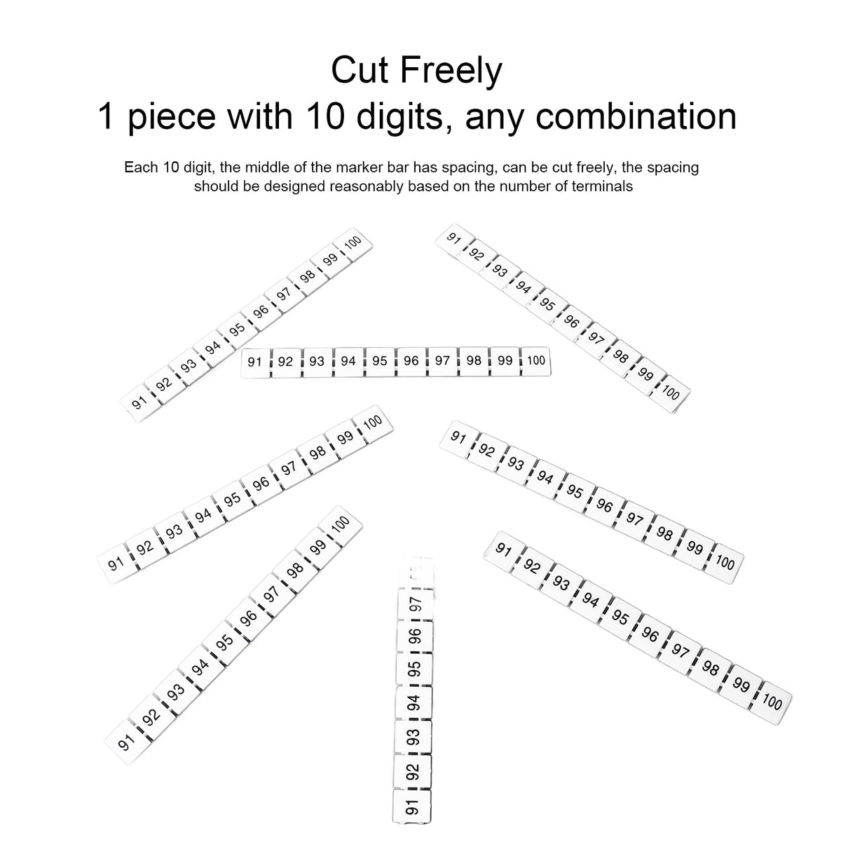 100Pcs Terminal Block Marking Labels UK10N Terminal Blocks Numbered Strips (91-100) Easy Cutting Clear Wiring Identification Cable Management