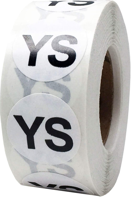 White Circle Youth Small YS Clothing Size Stickers - 3/4 Inch Round, 500 Adhesive Labels Per Roll for Retail Apparel, Clothing Organization, and Inventory - Made in The USA