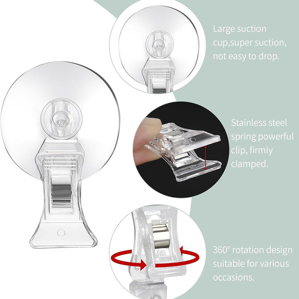 10-Pack Suction Cup Clips, Clear Tag Holders for Sign Display
