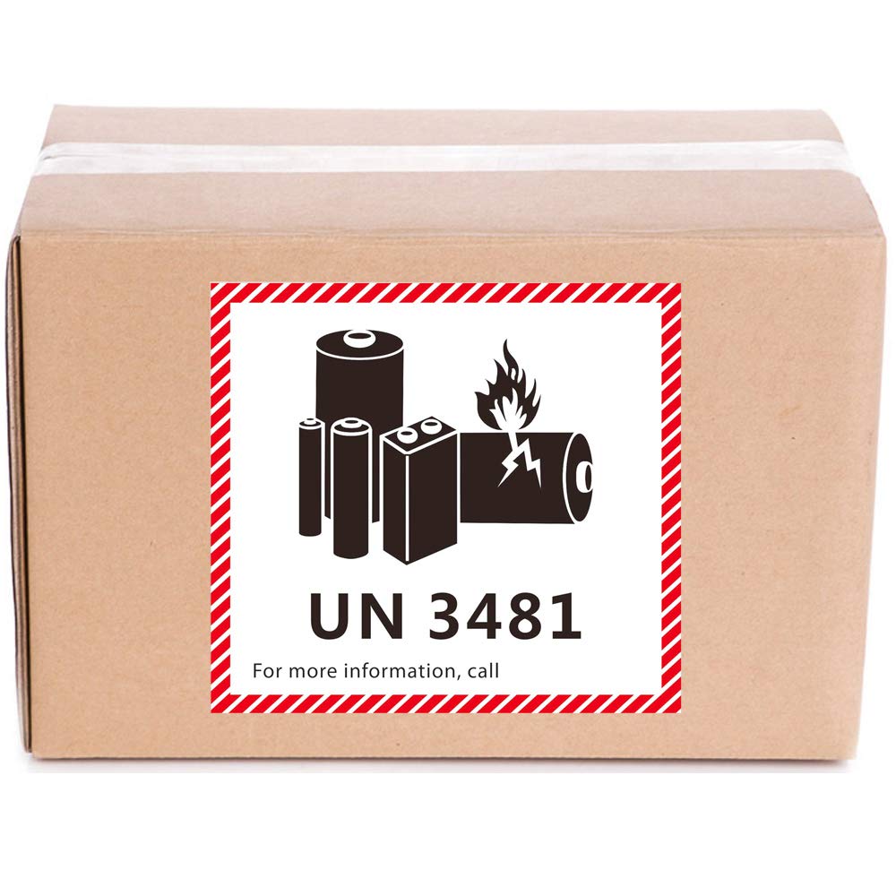 Hybsk 4.7" x 4.3" Lithium Ion Battery Transport Caution Warning Labels 50 Adhesive Stickers (UN3481) Un3481