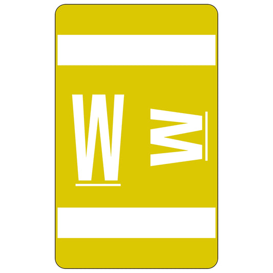 Smead AlphaZ ACCS Color-Coded Alphabetic Label, W, Yellow, 100 Labels per Pack (67193)