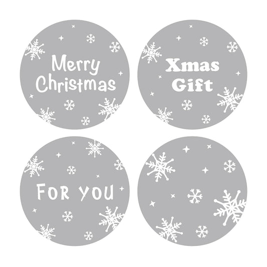 240 PCS Christmas Gift Stickers- Snowflake, Circle Round Clear Stickers 1.1", Sticker Labels for Treat Bags Goodie Bags, Toddler Treats, Christmas Parties, Envelopes, and Gifting. 1.1"