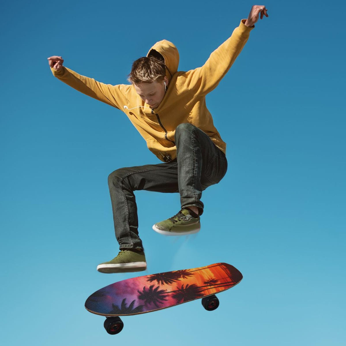 ALAZA Longboard Grip Tape Skateboard Grip Tape Sheets Design Silhouette Palm Trees Tropical 33"X 9" Bubble Free Anti Slip Scooter Deck Sand Paper for Rollerboard 33.1x9.1in Orange