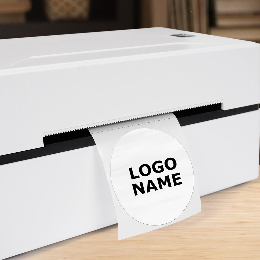 Round Thermal Labels Vinyl 1.5 Inch Khaki & White Bundled