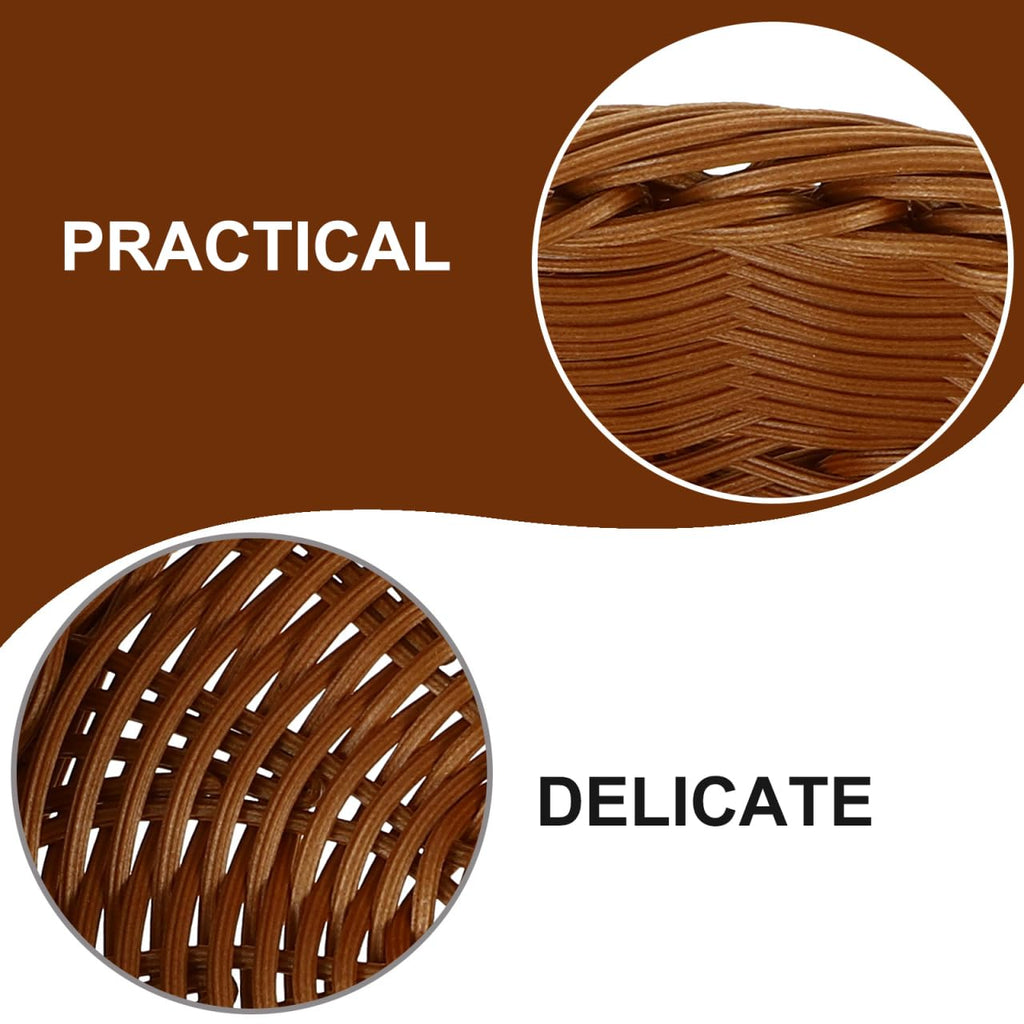 Round Woven Storage Basket 9.92 X 9.92 X 3.14 in Imitation Rattan Bread Holder for Kitchen Counter Snacks Fruits Candy Bakery Display Household Serving
