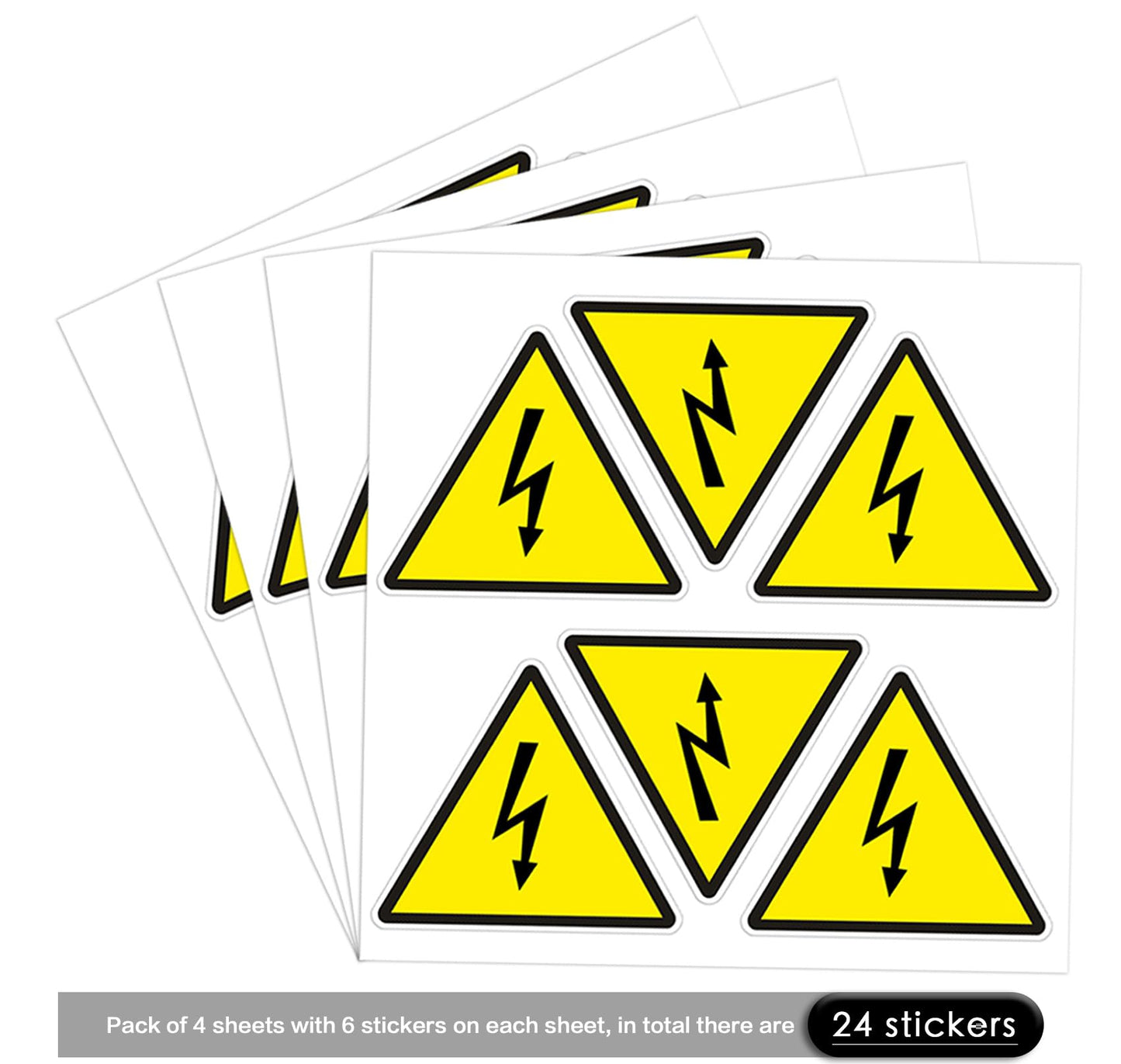 dealzEpic - Yellow Triangle Electrical Shock Hazard Risk Warning Sign - Self Adhesive Peel and Stick Vinyl Sticker - 4 cm (1.57 inches)