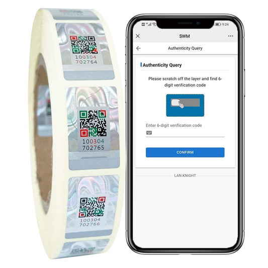 Anti-Counterfeit Smart Labels,1000 Units QR Code Stickers Security Tags Scratch Off Anti-Fake Serial Number Verification, Genuine Label Stickers Silver