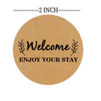 500 PCS Welcome Hotel Guest Kraft Paper Stickers Welcome Enjoy Your Stay Stickers Hotel Key Card Envelope Seals for Welcoming Guests and Decorating (Pack of 2) 2 inches in diameter (Pack of 2)