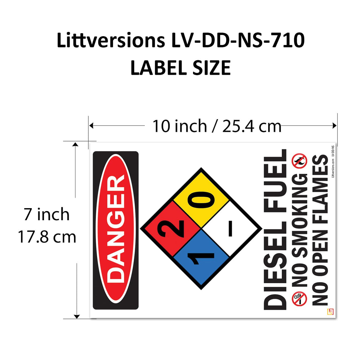 2 Pack 7"x10" Reflective Danger Diesel Fuel No Smoking No Open Flames OSHA Warning Safety Hazard Label 1-2-0 Sign Decal 6 mil Laminated UV Protected ANSI NFPA 704 Placard 123631 7" x 10" Reflective Laminated