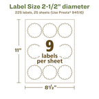 Avery EcoFriendly Matte White Recycled Round Scalloped Labels, 2.5" Diameter, Print-to-The-Edge, Matte White Labels, Permanent Adhesive, Laser/Inkjet Printable, 225 Total 225 labels