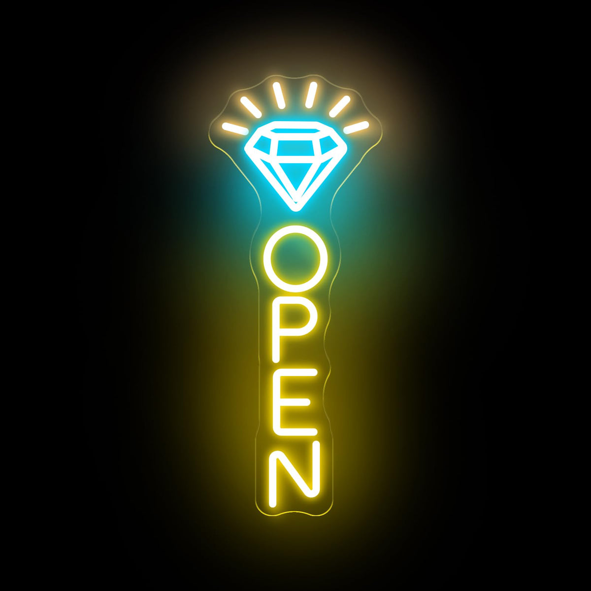 Diamond Open Neon Sign, Jewelry Store LED Window Light for Boutique Display