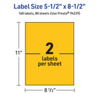 Avery® Printable Rectangle Labels, 5-1/2" x 8-1/2", Bright Yellow Labels, Laser/Inkjet Printable, 160 Total, Great for Shipping and Packaging 160 labels