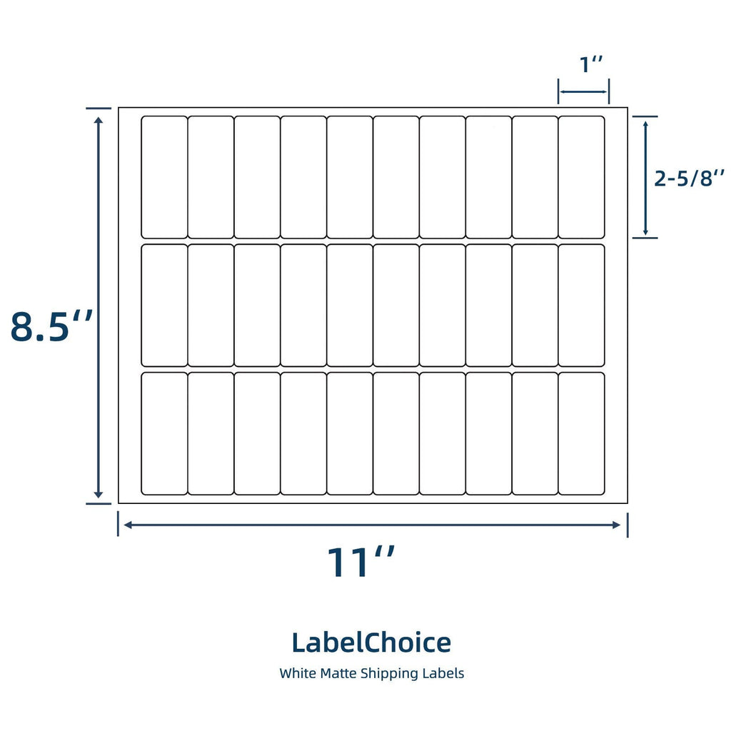 100 Sheets 3000 Pcs 30-up 1" x 2-5/8" Shipping Address FBA Labels for Laser & Inkjet Printers, 30 Up Labels 1 x 2-5/8 on US Letter,30 per Sheet Return Address Stickers, 30 per Page 1x2-5/8-100P