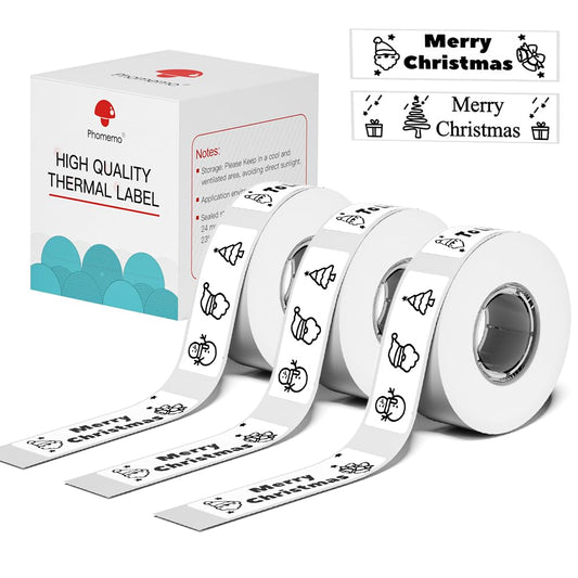 Phomemo D30 Label Tape, for D30 D35 Q30 Q30S Q31 Q32 Label Maker, Black on White Sticker Thermal Paper Self-Adhesive, 12 x 40 mm (0.47 x 1.57 Inch) 160 Tapes/Roll, 3-Roll 12x40 mm