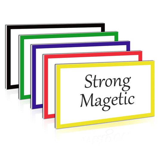 5 Pcs Magnetic Dry Erase Labels Rectangle, 6 x 3.5 Inch Large Name Plates Tags White Board Writable Flexible Magnet Stickers for Whiteboards Refrigerator 5-pcs Large Dry Erase Label - 6" X 3.5"