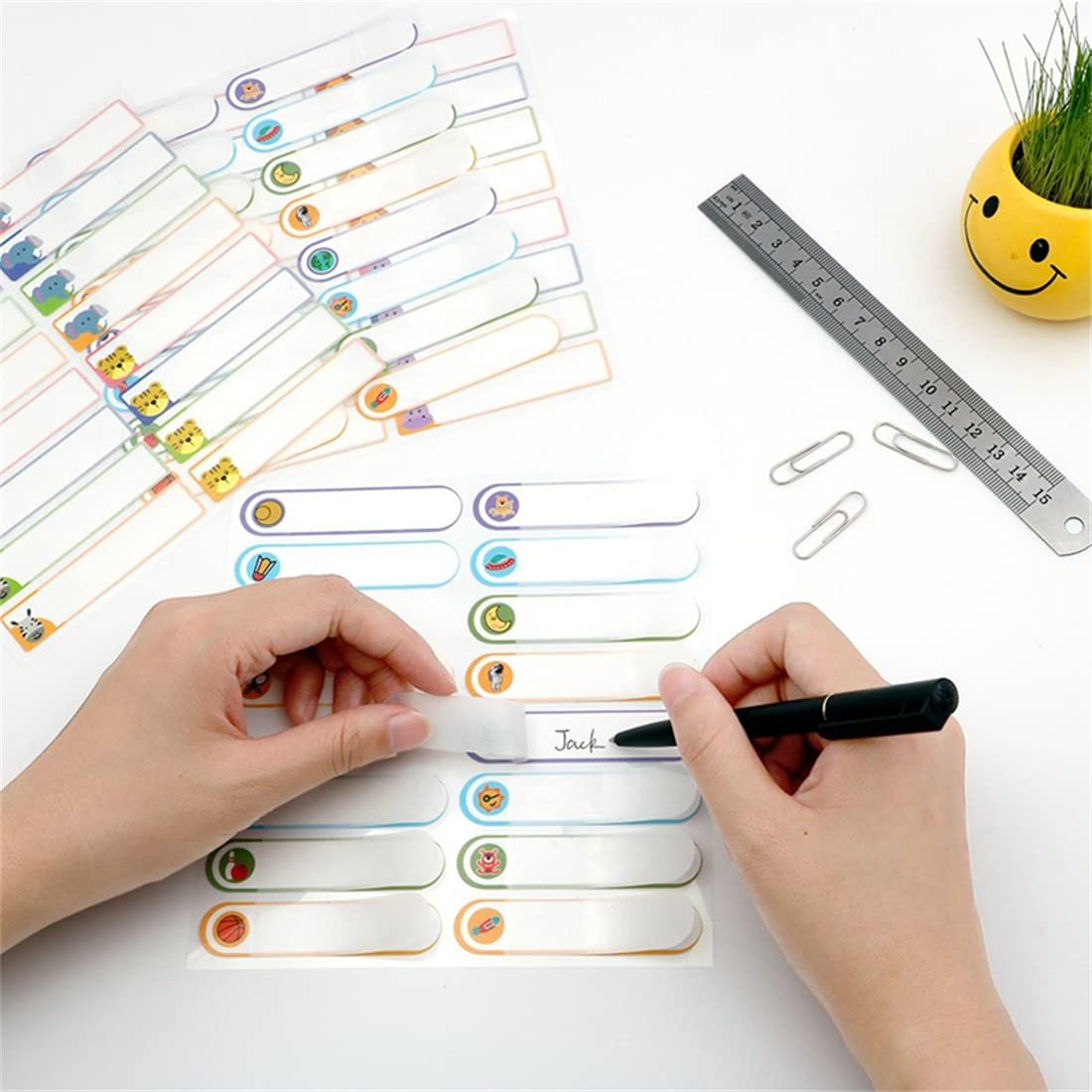 InfantLY Bright 80 Pieces Baby Bottle Labels for Daycare Multi Color Waterproof Write-On Name Labels Best for School Adhesive Sticker