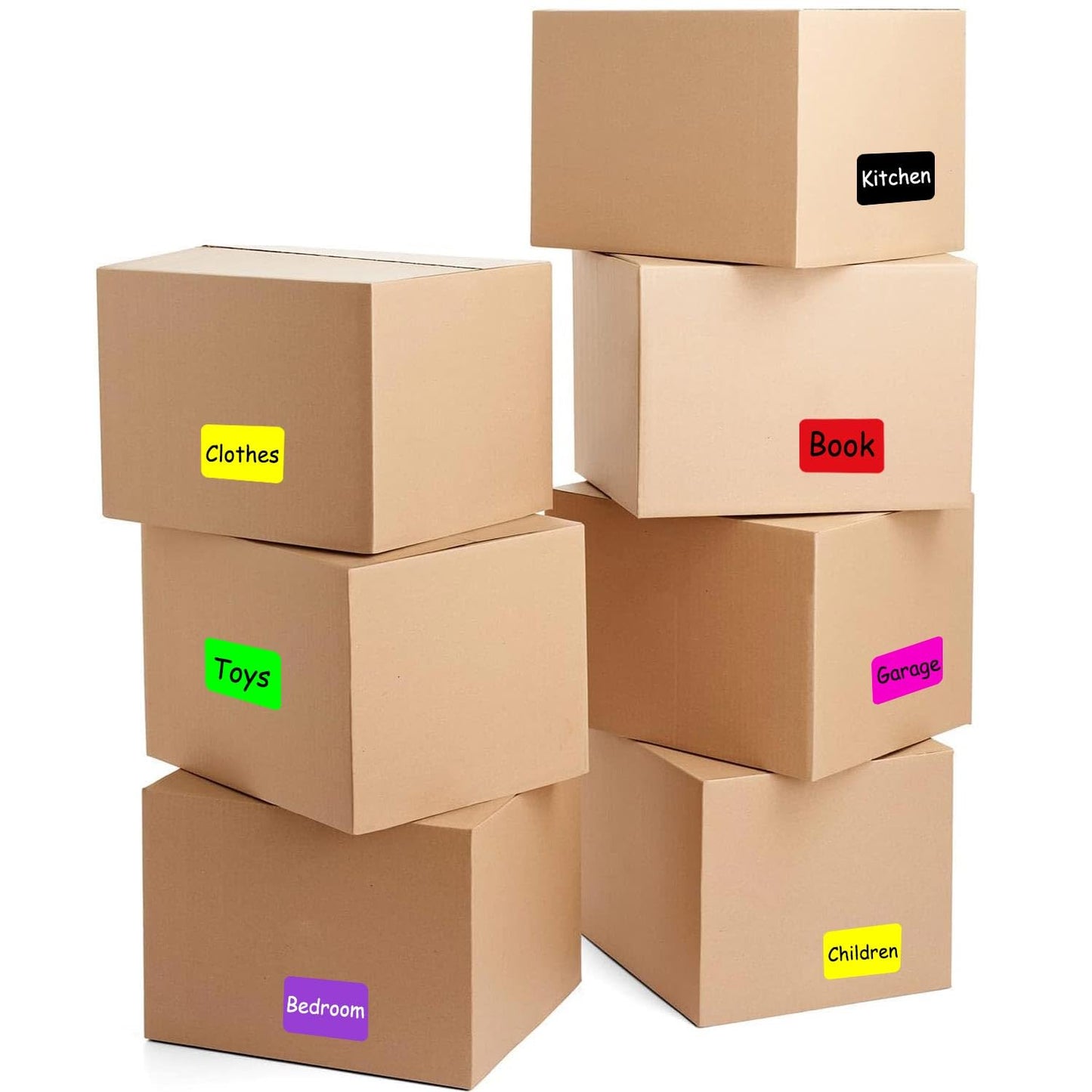 Well Tile 2" x 3" Black Rectangle Color Coding Labels - Square Color-Code Stickers Permanent Adhesive, Write-On Surface - 250 Labels/per Roll