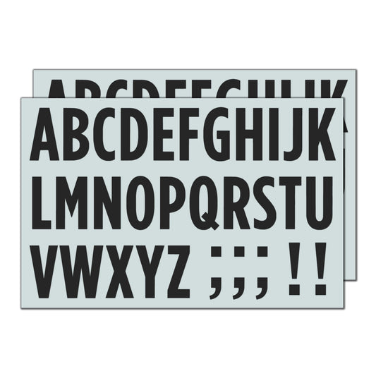 10 Sheets, 2 inch - Large Black Vinyl Letter Stickers, Self Adhesive Stick on Alphabets, Waterproof Outdoor Use 10 Sheets